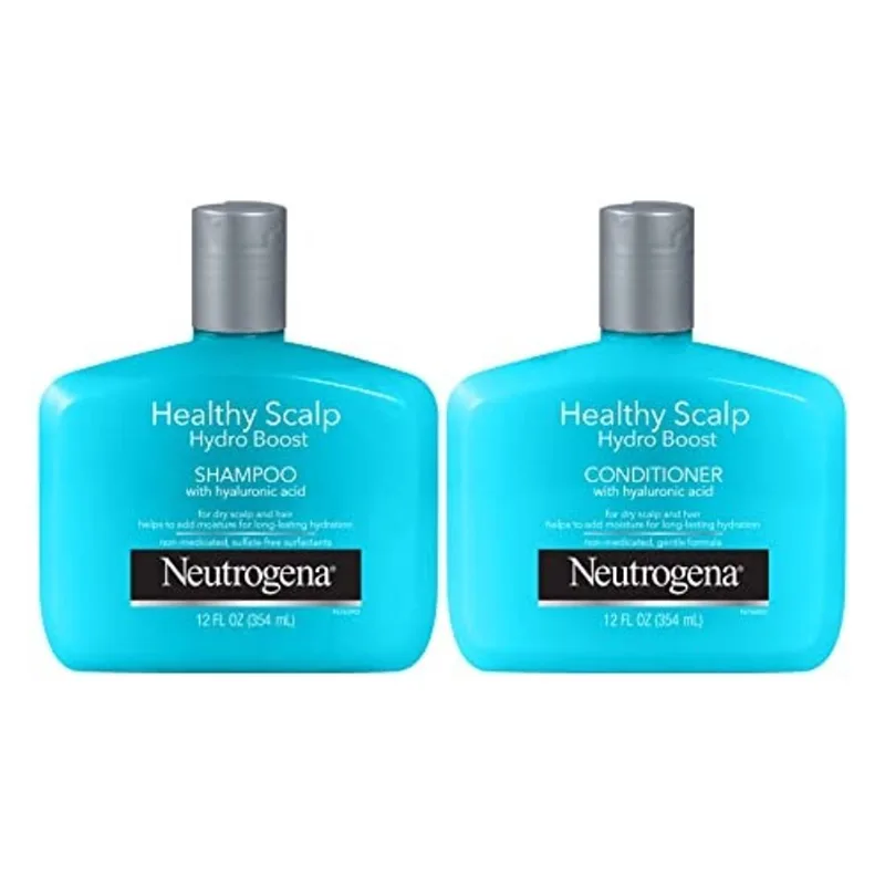 Neutrogena Hidratante Saudável Scalp Hydro Boost Shampoo & Condicionador para Cabelos Secos e Couro Cabeludo, com Ácido Hialurônico Hidratante, pH-Balanced, Sem Parabeno & Ftalato, Seguro de Cor, 12 F