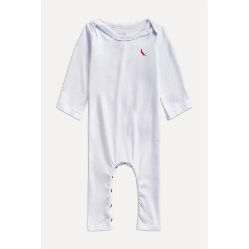 Macacao Pl Bebe Brasa Pp Bordado Branco - G