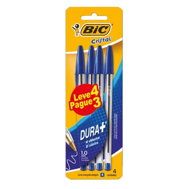CANETA BIC CRISTAL AZUL LV4 PG3 - CRISTAL