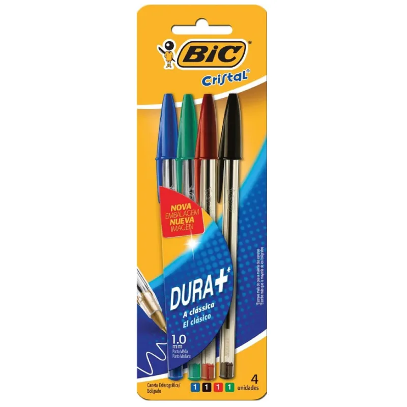 CANETA BIC CRISTAL COM 4 CORES SORTIDAS - CRISTAL