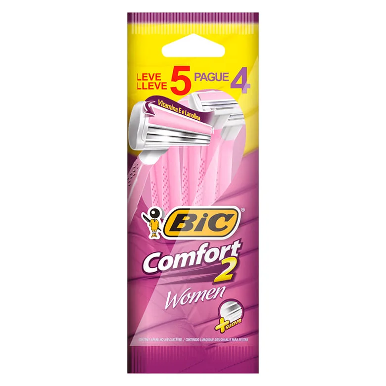 APARELHO BARBEAR BIC C/5 COMFORT2 TWIN F WOMEN LEVE 5 PAGUE 4 UNIT - BIC