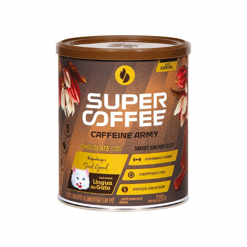 Suplemento Alimentar de Chocolate Língua de Gato SuperCoffee Caffeine Army 220g - Caffeine Army