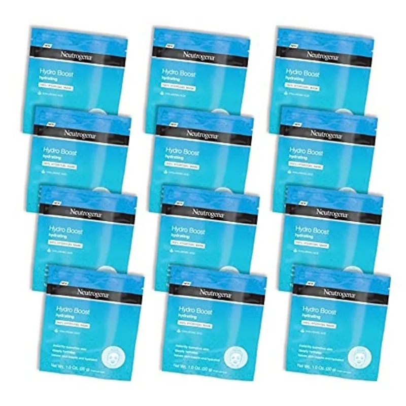 : Neutrogena Hydro Boost Hidratante & Hidratante 100% Hidrogel Folha Face Máscara facial para Pele Seca com Ácido Hialurônico, Suave & Não-Comedogênico, 12 Conde, SG B076H45H68 us