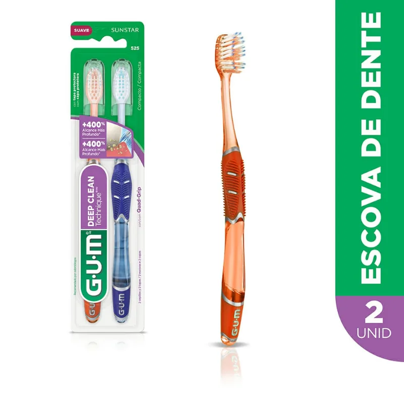 Escova Dental Gum Deep Clean Technique Suave 2 Unidades