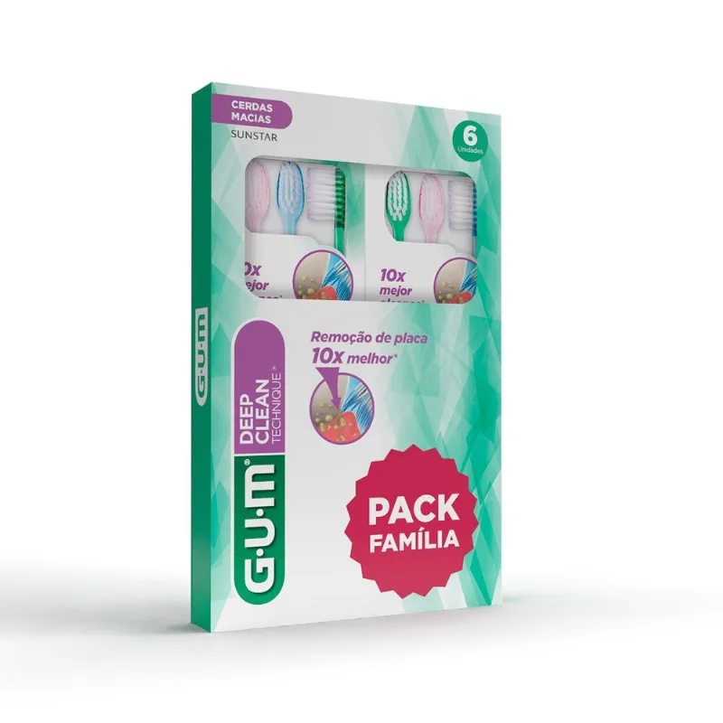 Pack Escova Dental Gum Deep Clean 6unid