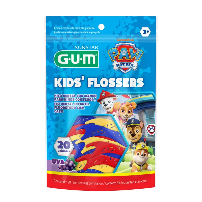 Fio Dental Infantil Gum Kids' Flossers Patrulha Canina sabor Uva 20 Unidades