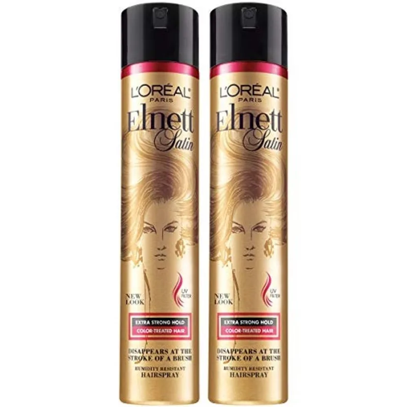 L'Oreal Paris Hair Care Elnett Cetin Extra Strong Hold Hairspray For Color Treated Hair, Long Lasting Plus Humidity Resistant Hair Spray, 11 Onças (2 Contagem)