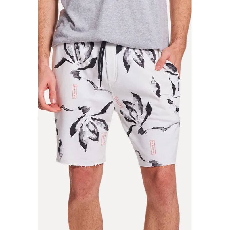 Bermuda Moletom Estampada Cerejeira Branco - Gg