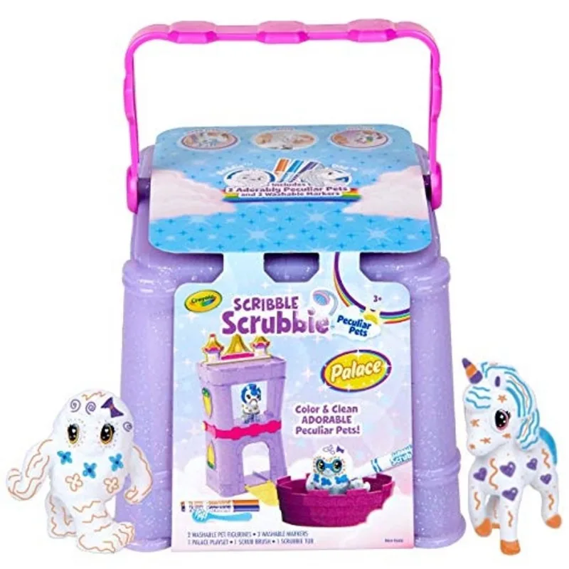 Crayola Scribble Scrubbie Peculiar Pets, Palace Playset com Unicórnio e Yeti, Presente, Idades 3, 4, 5, 6