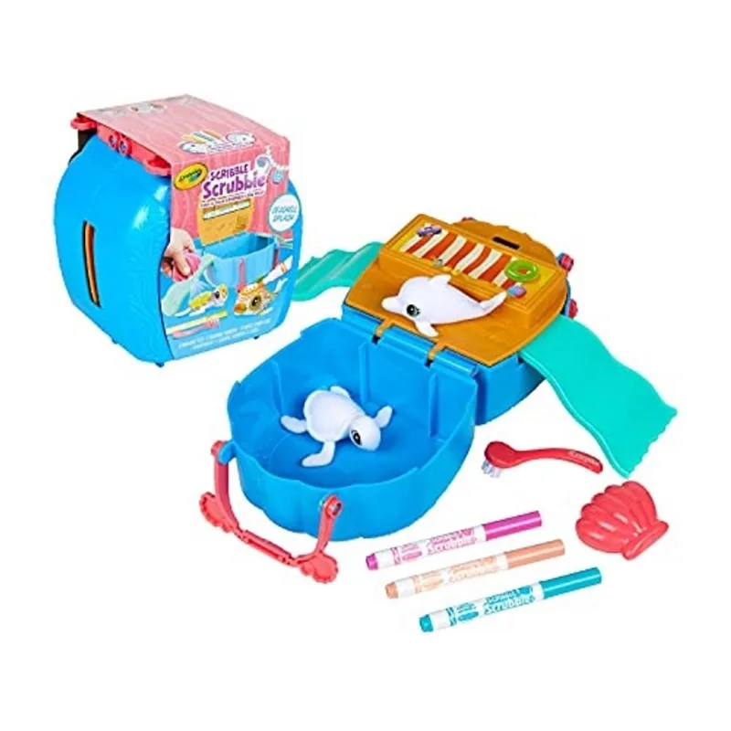 Crayola Scribble Scrubbie Pets, Ocean Animals Playset, brinquedo criativo para colorir e lavar, presente para crianças, 3, 4, 5, 6
