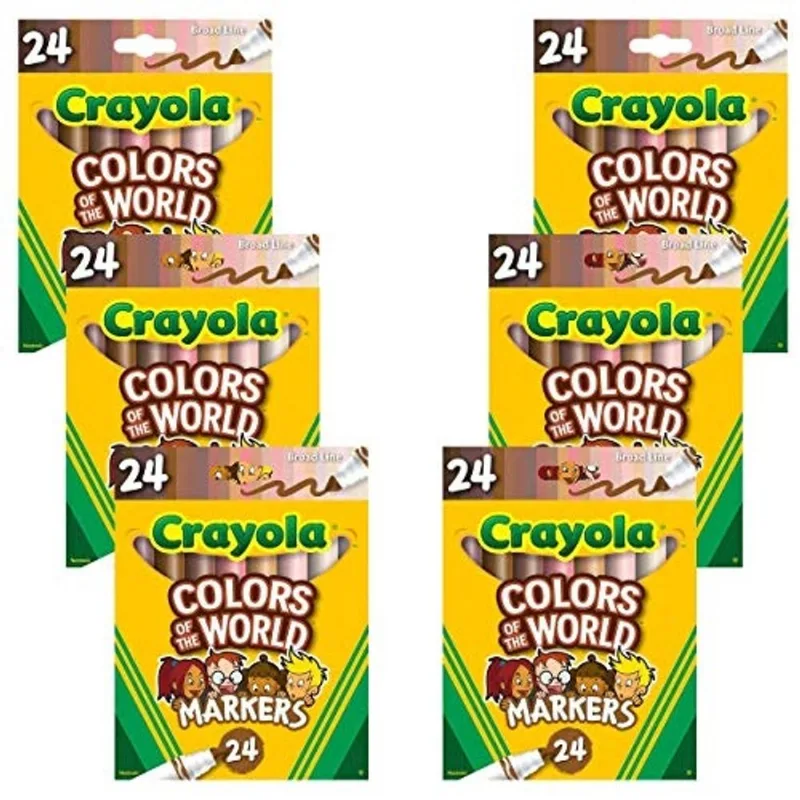 Crayola Cores do World Markers 24 Pack, Marcadores de Tom de Pele Lavável, Material Escolar, Presente