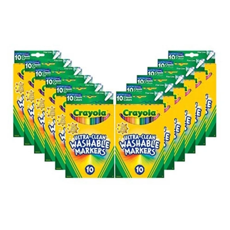 Marcadores de linha fina lavável de crayola, 12 conjuntos de marcadores de 10ct, recheios de meia, presentes