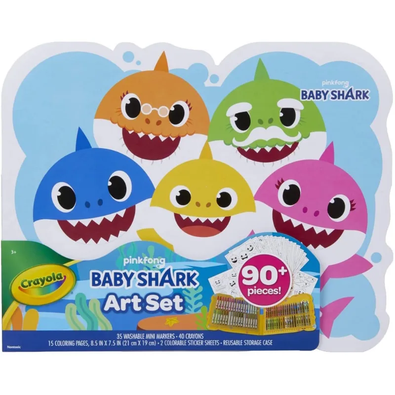 Crayola Baby Shark Art Set, 90 Peças, Presente para Crianças, 4, 5, 6, 7
