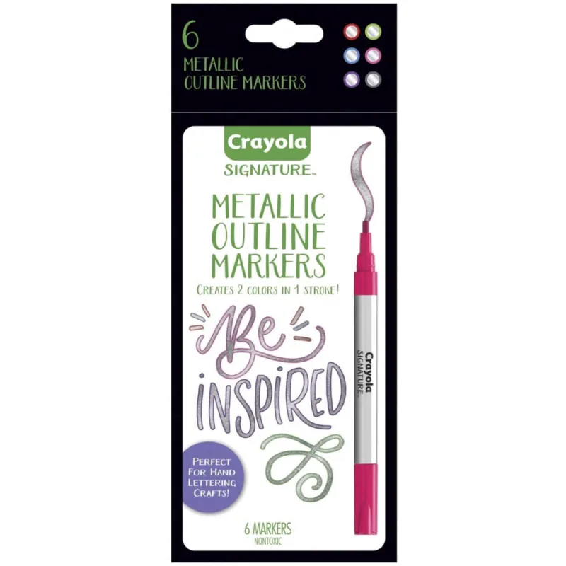 Marcadores de pintura de contorno metálico de crayola, cores variadas, suprimentos de arte, 6 contagem - Crayola