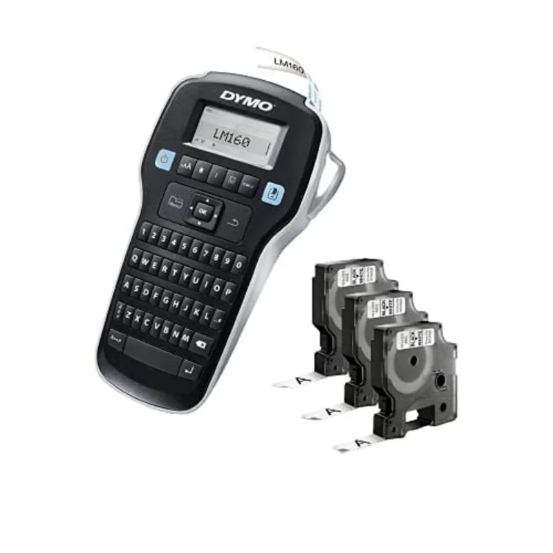 Dymo Label Maker com fitas de etiqueta dymo 3 D1 LabelManager 160 Portable Label Maker, teclado qwerty, teclas inteligentes de um toque, fácil de usar, para organização doméstica e de escritório