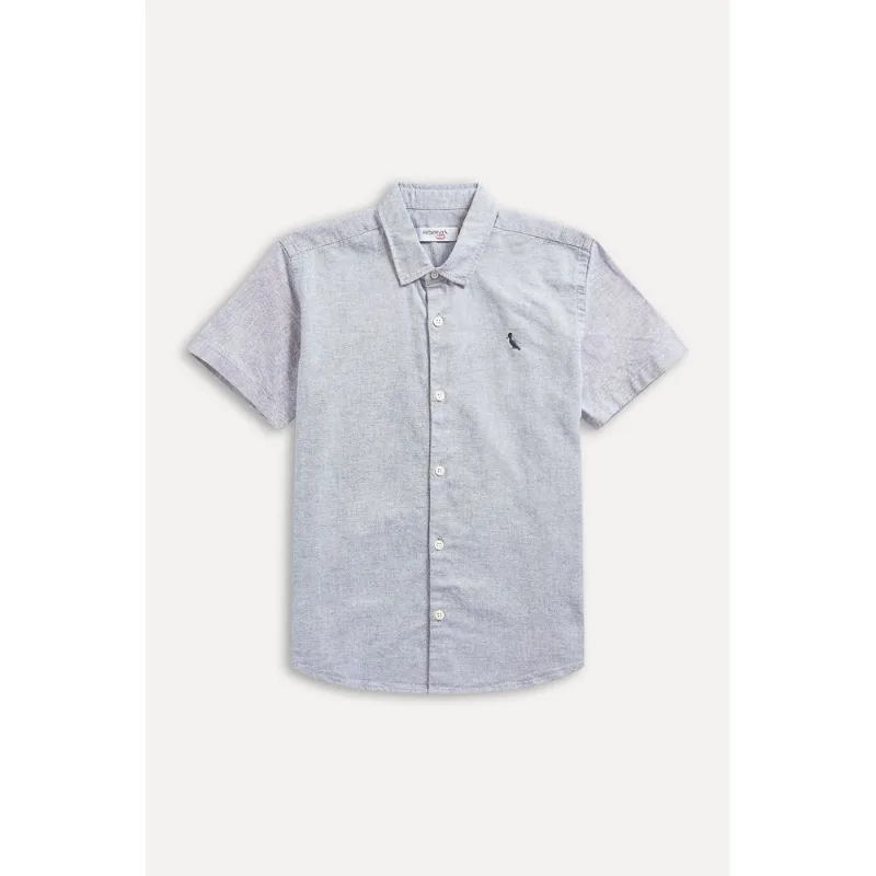 Camisa Mini Oxford Manga Curta Azul Marinho - 02