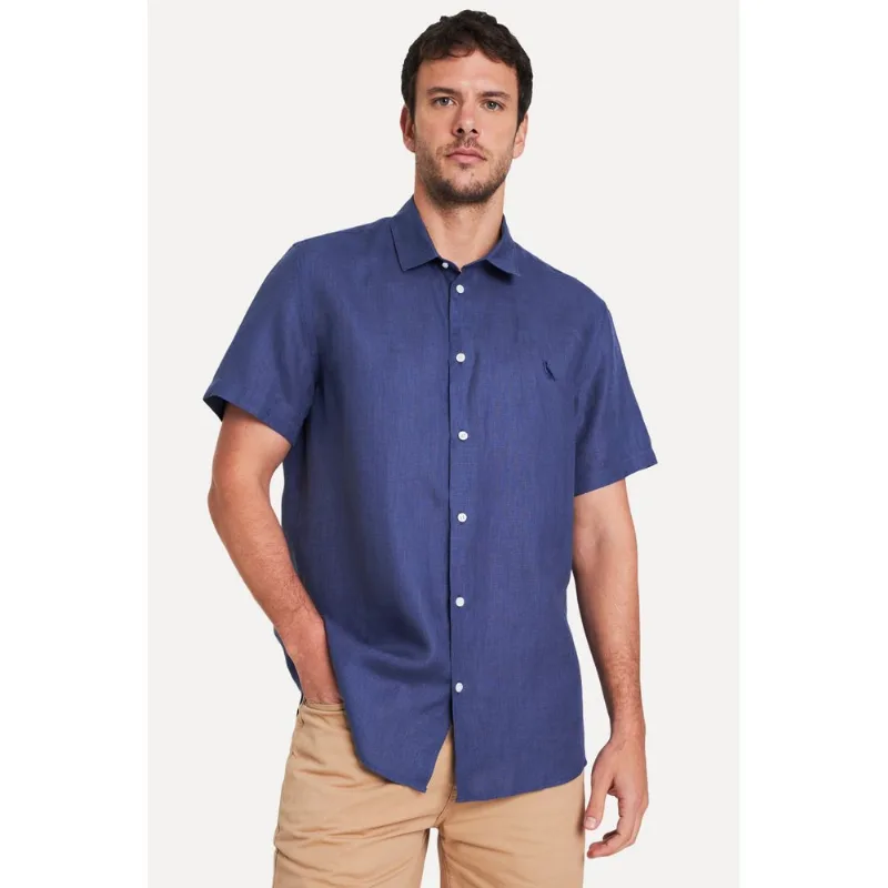 Camisa Mc Linho Riviera Azul Marinho Az - M