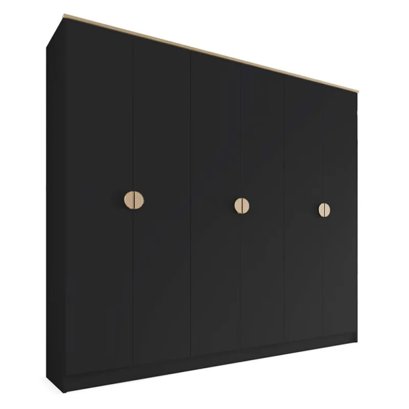 Guarda-Roupa Casal Modern Design Asti 100% MDF 6 Portas 2 Gavetas Preto - Modern Design