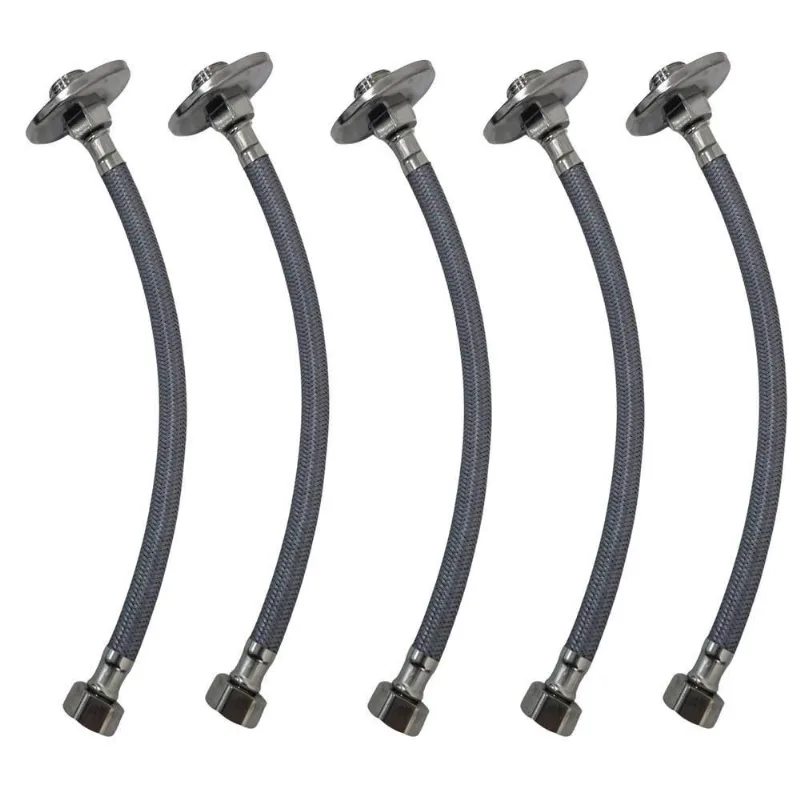 Kit 5 Engate Mangueira Flexível Trançado 60cm Alta Pressão