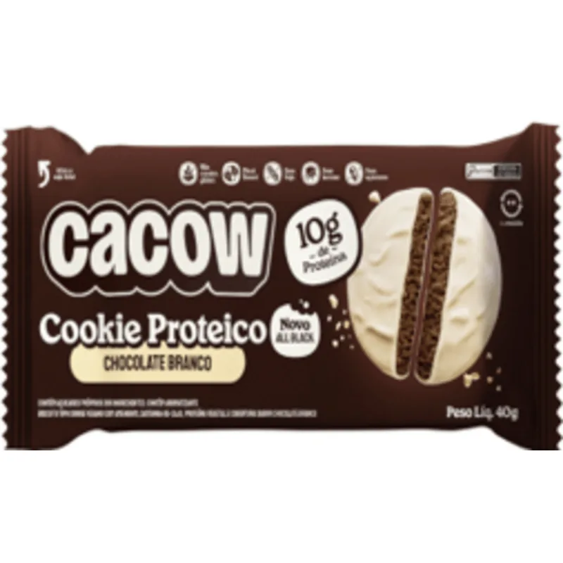 COOKIES PROTEICO CACOW 40G CHOC BRANCO 10G PROT