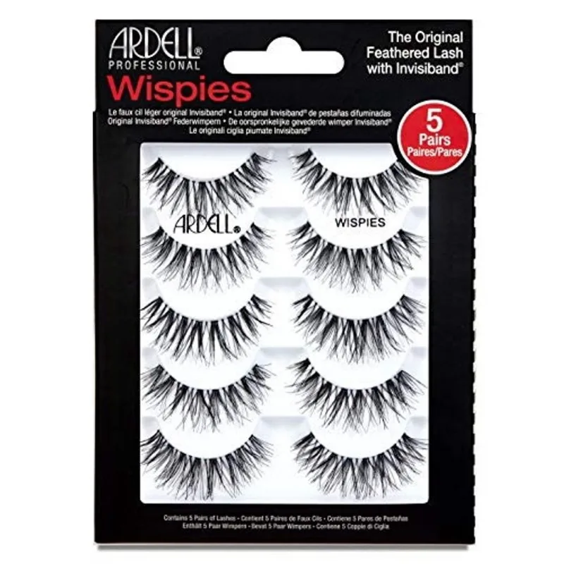 Cílios Postiços De Ardell Wispies Black, 1 pacote (5 pares de cílios de tira por pacote)
