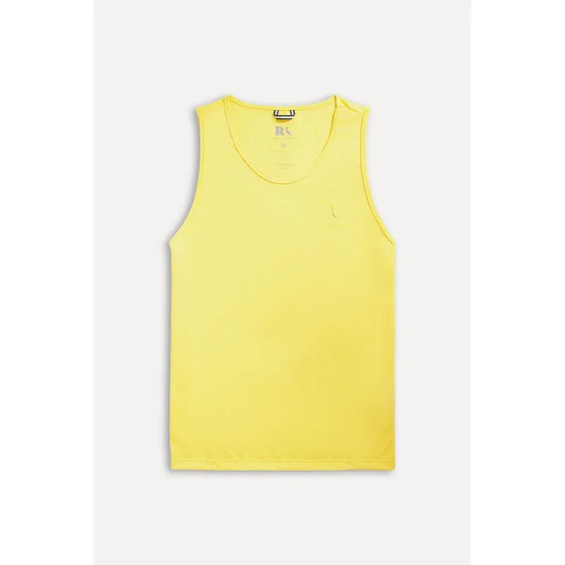 Regata Malha Linho Amarelo Claro - M