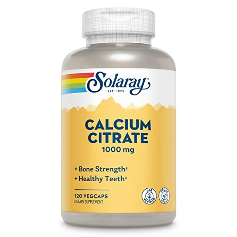 Citrato De Cálcio Solaray 1000mg, Suplemento De Cálcio Chelado Para Força Óssea, Dentes Saudáveis &amp; Nervo, Suporte À Função Muscular