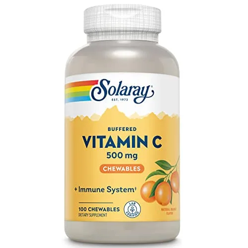 Solaray Vitamina C Mastigável C, Tampão, Sabor Natural De Laranja C/rose Hips &amp; Acerola Cherry, 100 Chewables - Naturalis