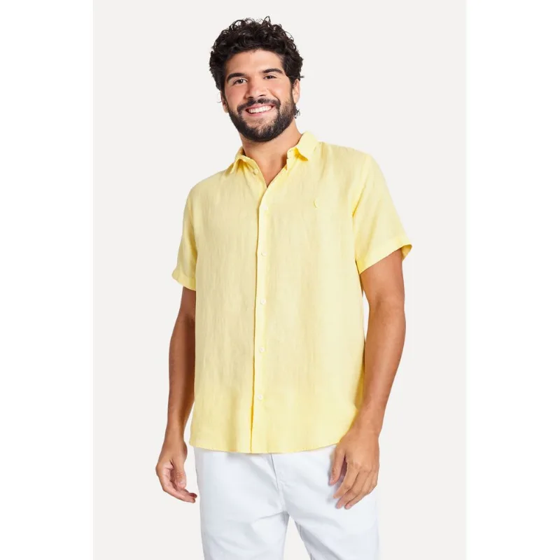 Camisa Pf Mc Linho Amarelo Claro - Gg