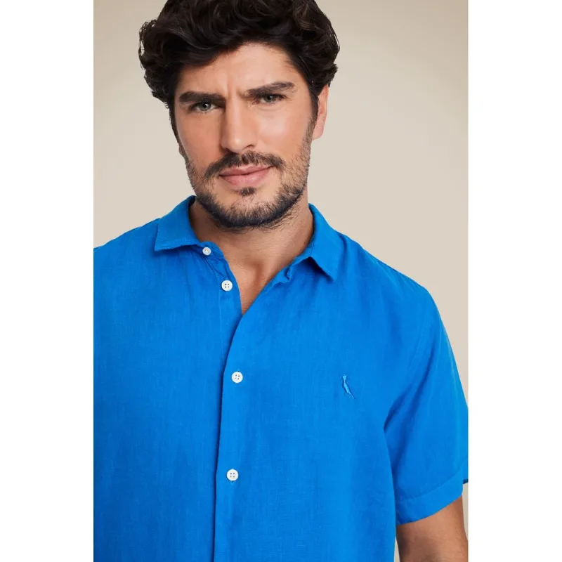 Camisa Pf Mc Linho Azul Royal - G