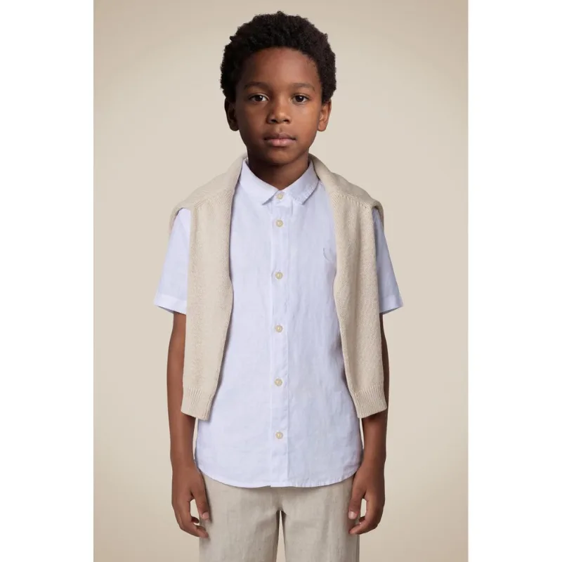 Camisa Mini Linho Puro Mc Branco - 16
