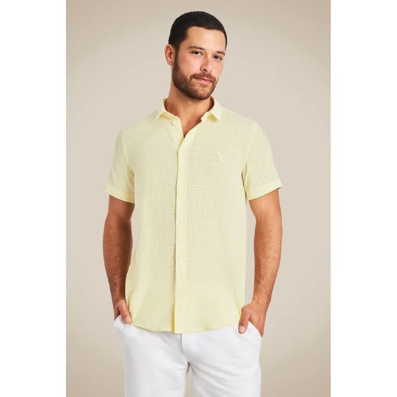 Camisa Manga Curta Flame Leve Amarelo Claro - Ggg