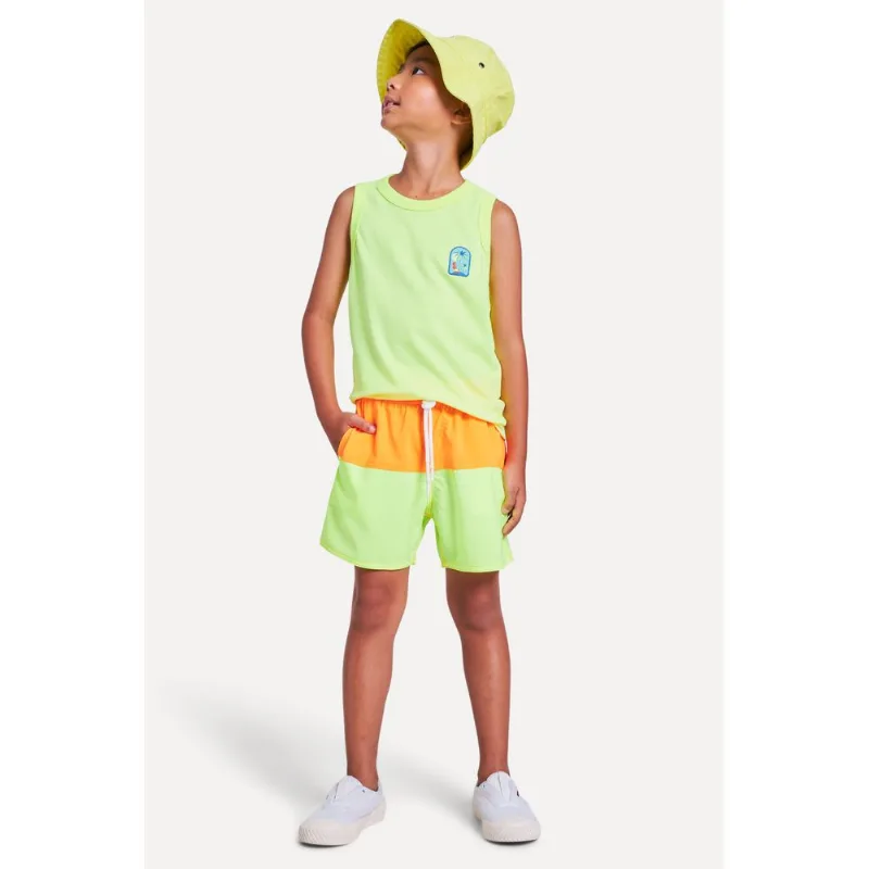 Short Praia Mini Recorte Neon Amarelo Fluor - 04