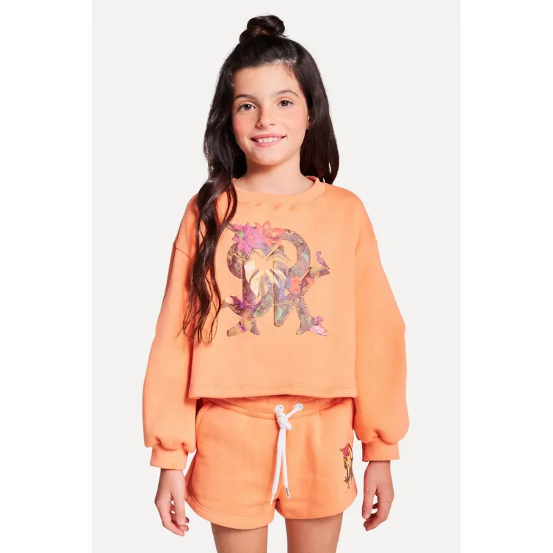 Moletom Cropped Menina Color Laranja Bergamota - 02