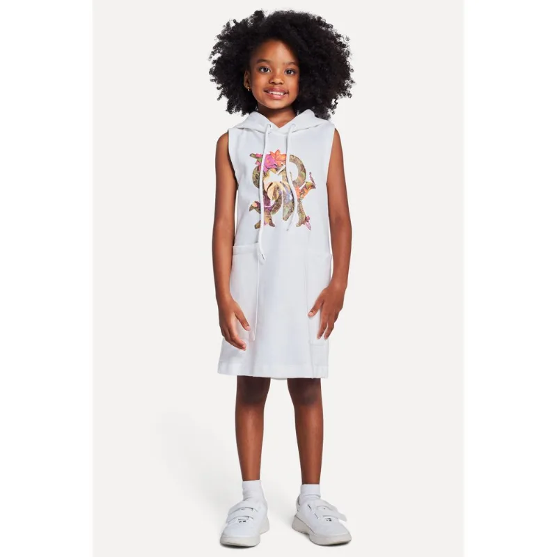 Vestido Menina Moletom Color Bolso Off Navy - 12
