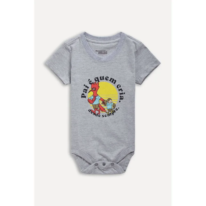 Body Bb Estampado Pai E Quem Cria Cinza Mescla - M