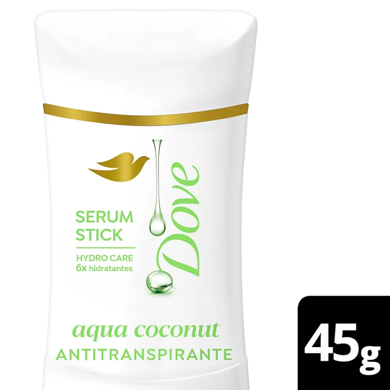 Antitranspirante Dove Stick Sérum Aqua Coconut 72h Invisível 45g - Dove