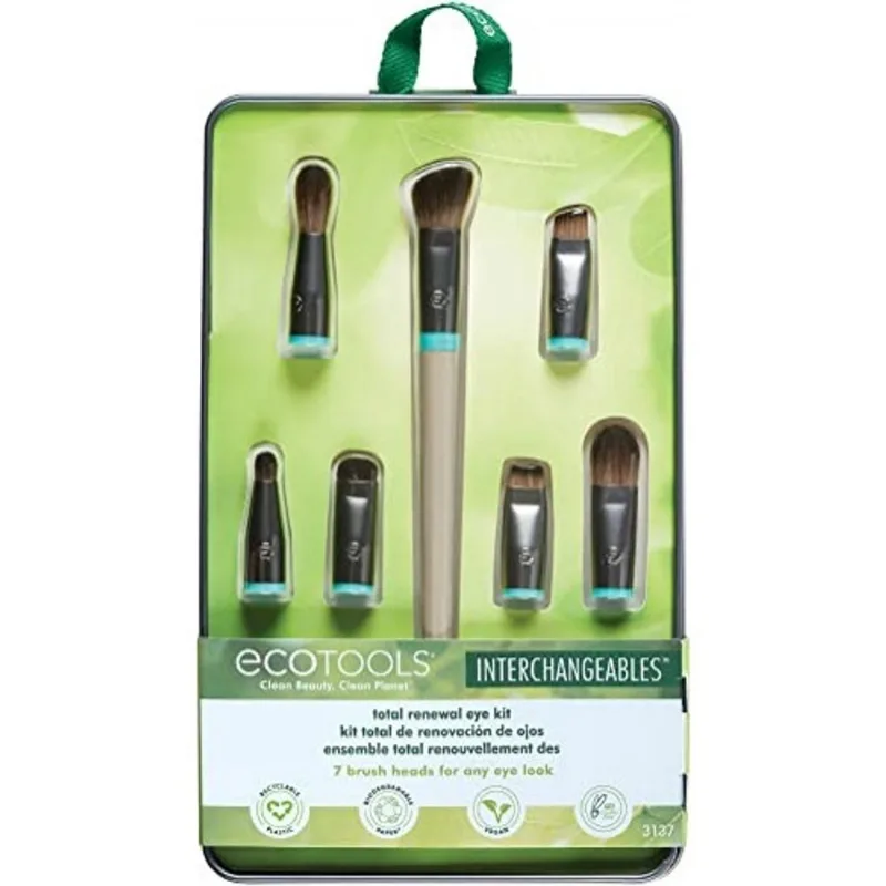 Ecotools Eye Kit Interchangeables Conjunto de escova de maquiagem com caixa, inclui 7 pincéis