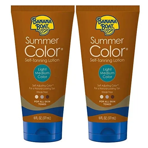 Loção Autobronzeadora Sem Sol Banana Boat, Cor Verão, Recife Amigável, Claro/Médio, 170ml - Kit Duplo - Banana Boat