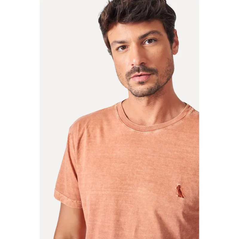 Camiseta Mc Meia Malha Stone Laranja Ferrugem - G