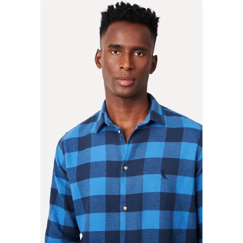 Camisa Ml Flanela Xadrez Bufalo Azul Royal - G