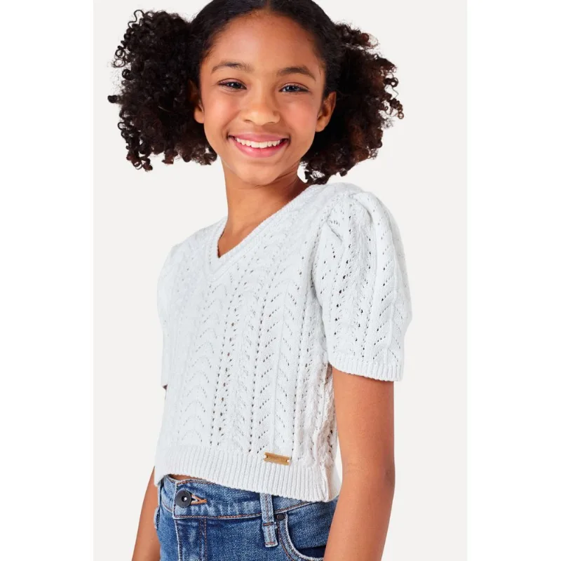 Cropped Menina Tricot Manga Bufante Vanilla - 08