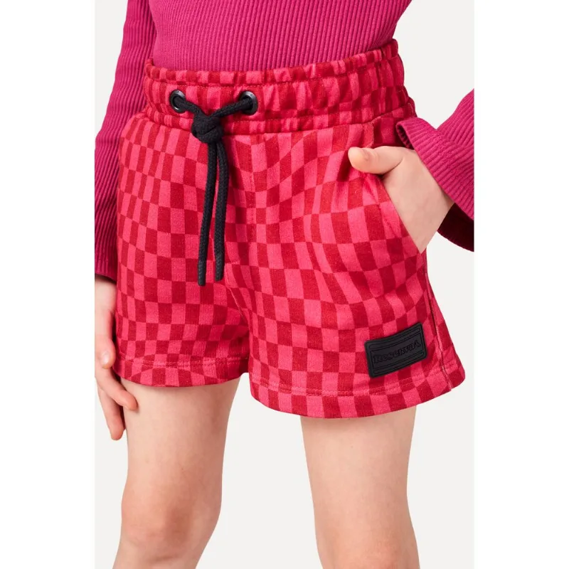 Short Menina Moletom Grid Speed Rosa Magenta - 02