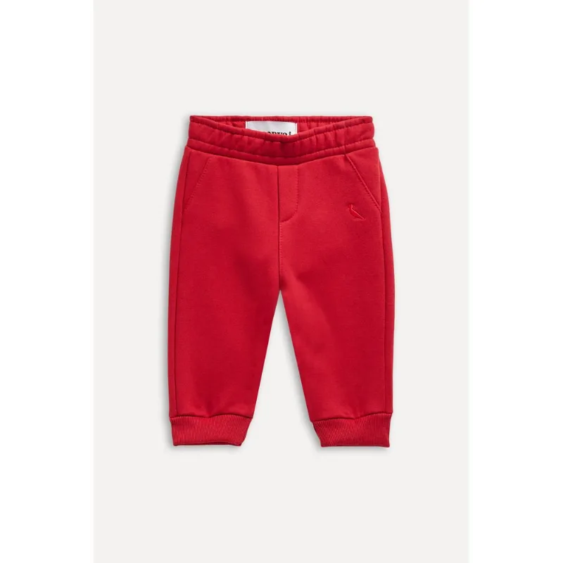 Calca Bb Moletom Bordado Pica Pau Vermelho Cereja - P