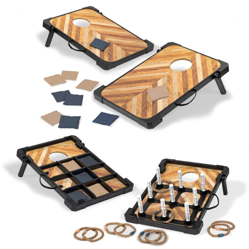 Conjunto De Jogos Eastpoint 3 Em 1 Bean Bag Toss, Tic Tac Toss, Ring Toss