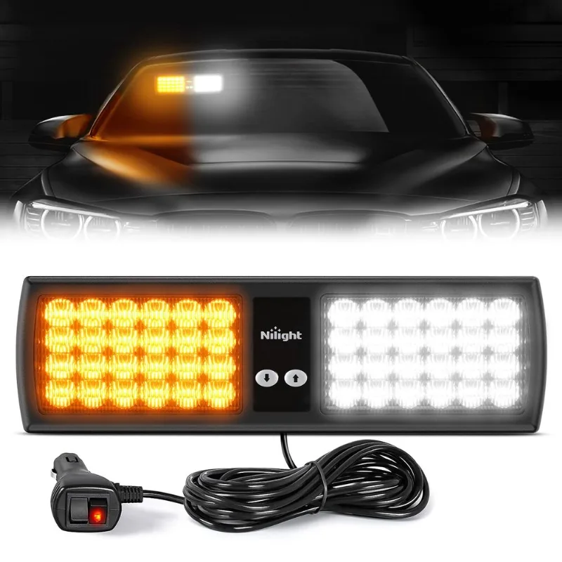 Visor Strobe Lights Nilight Amber White 48led Para Veículo