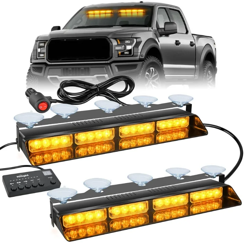 Luzes Estroboscópicas De Emergência Nilight 32led Amber Para Veículos