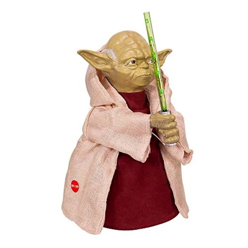 Kurt Adler 12 polegadas operado por bateria Star Wars Yoda com sabre de luz LED Treetop