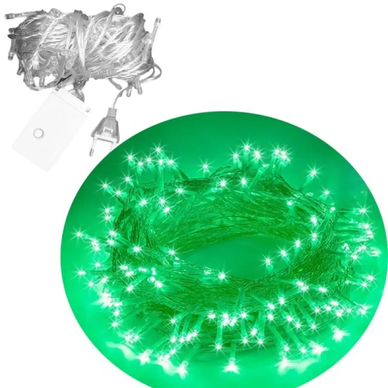Pisca Varal Decoração Natal 300 Lâmpadas LEDs Verde 25M 220v - Genérico