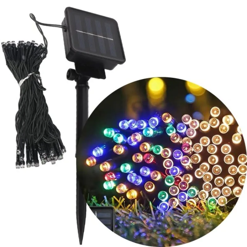 Pisca Cordão Solar Externo De 100 Lâmpadas LEDs Colorido 10M - Genérico